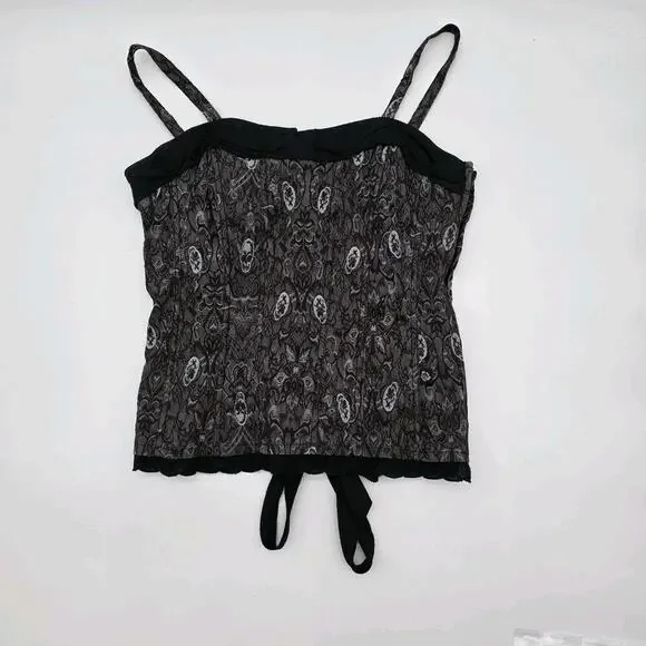 Tripp NYC Shirt Womens Medium Purple Black Tank Corset Skull Brocade - Picture 1 of 13